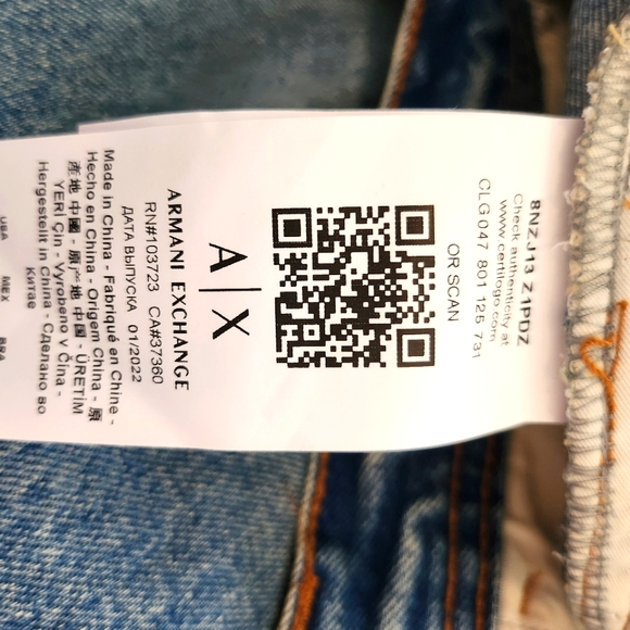 SOLD!!!¡ $120 Armani Exchange AX Men's Blue Jeans 34X34 Icon Casual Slim Fit - Picture 9 of 9